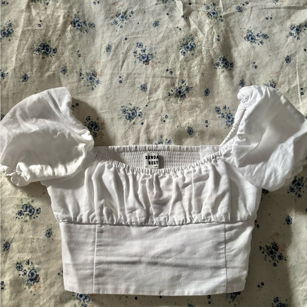 Sunday Best White Puff Sleeve Crop Top
